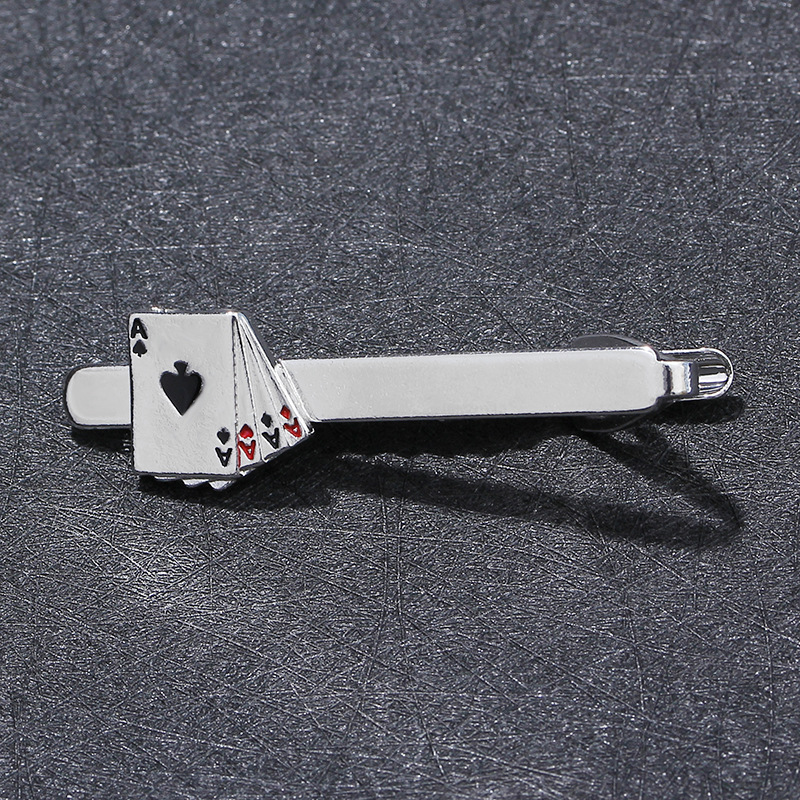 Factory wholesale copper material creative men's playing card tie clip cufflinks set wedding gifts gift box