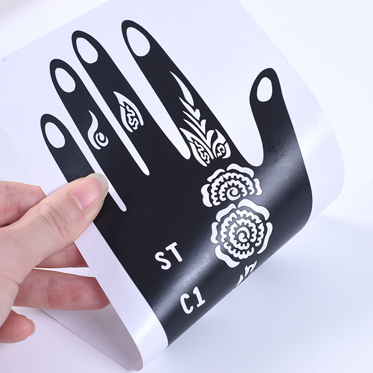 India Nepal Henna tattoo Palm template inkjet painted hollow large template hand template design