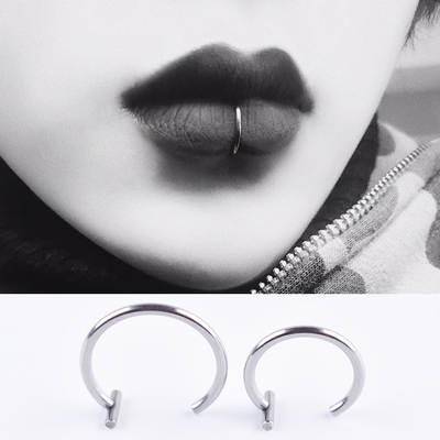 European and American personality no hole fake lip nail lip clip lip ring puncture titanium steel stainless steel jewelry nose nail nose ring factory outlet