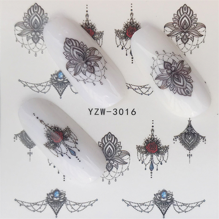 2021春季新品 蝴蝶花朵跨境水印美甲貼紙 美甲貼花批發