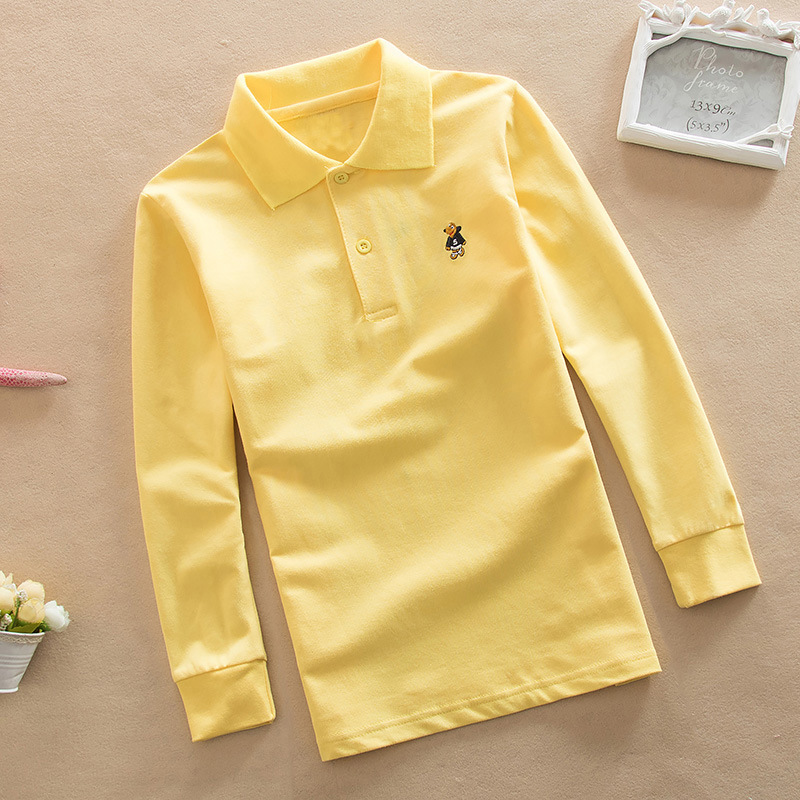 Support order can be made net solid color glossy school uniform polo shirt spot LOGO small children 1-17 years old wholesale factory