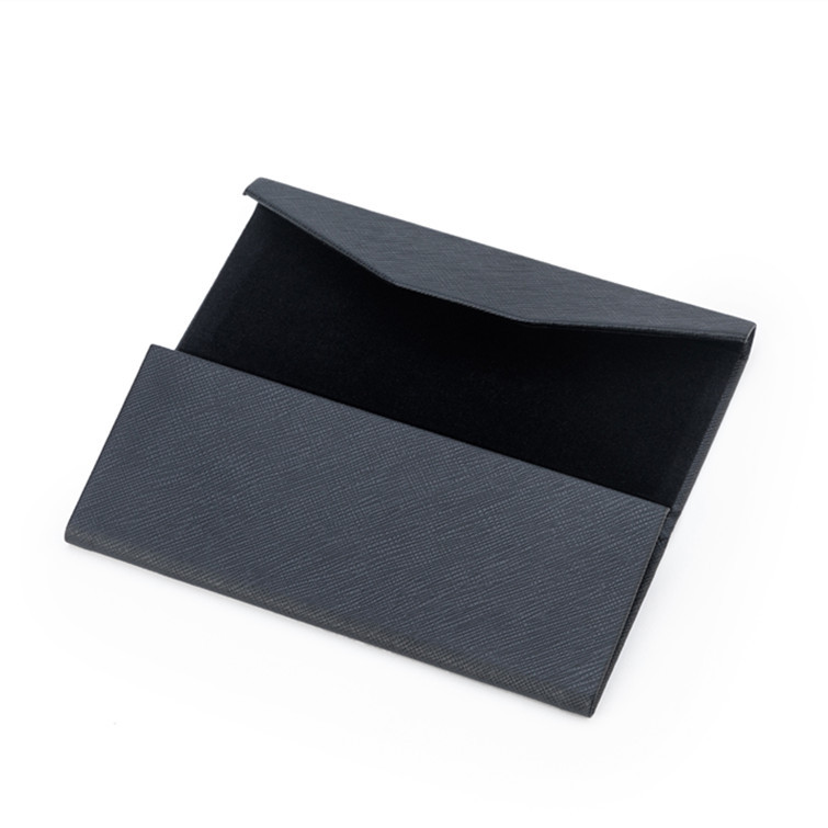 Glasses Case Handmade Triangle Black Folding Glasses Case PU Leather Saffiano Sunglasses Case Flat Glasses Case