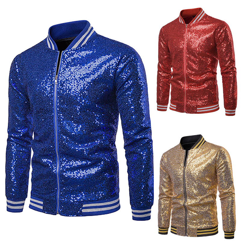 European and American Performance Dress Gold Sequin Suit Korean Suit Nightclub Men's Host MC Studio Jacket J27