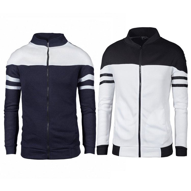New, men's casual jacket webbing design fashion color matching velvet sweater Amazon