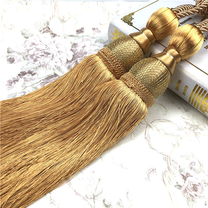 Cross-Border Factory Direct gold silk tennis curtain hanging ball strap hanging spike curtain tassel strap a pair of price