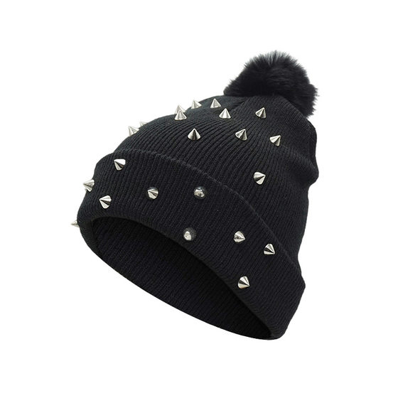 Autumn and Winter Hat European and American Punk Rivet Autumn and Winter Knitted Hat Women's Wool Hat Warm Pullover Hat