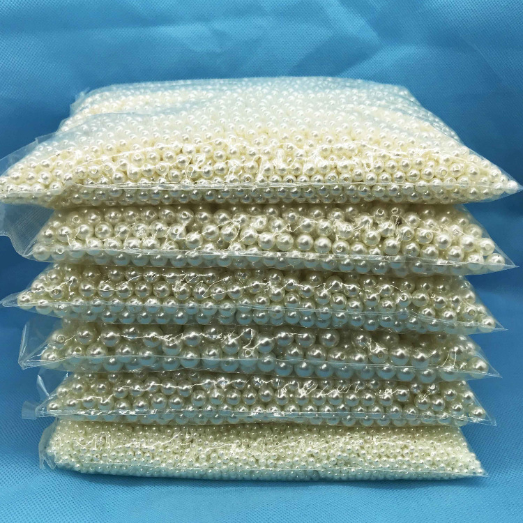 ABS imitation pearl straight hole loose beads 3-40mmdiy accessories decorative double hole round beads wedding pearls wholesale