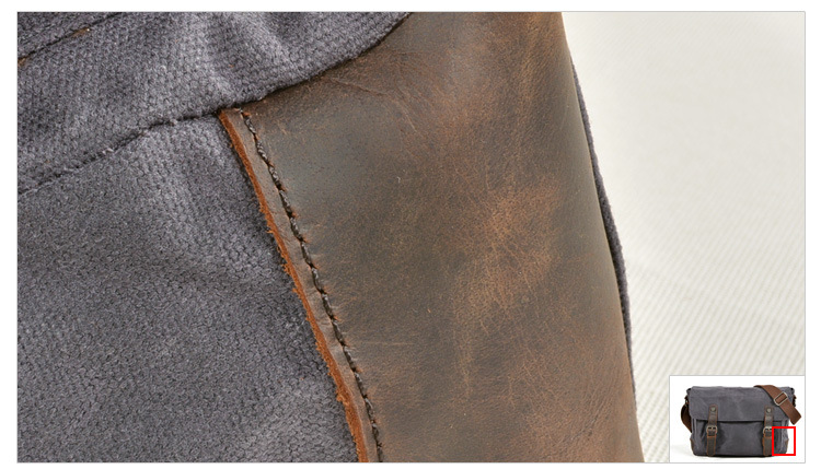 Men's horizontal camera bag casual shoulder bag oil wax canvas with first layer genuine leather bag waterproof SLR camera bag_voghion.com