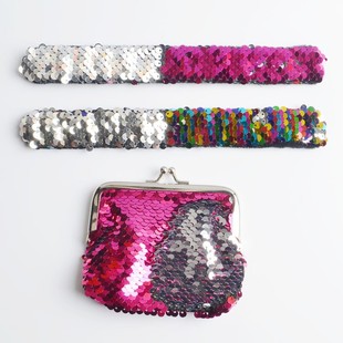 Sequin snap ring bracelet set zero sequin wallet cosmetic bag Amazon explosions cross-border spot children's gifts