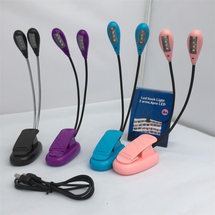Factory direct double pole 8 lamp clip desk lamp reading lamp 8LED charging music reading clip desk lamp clip lamp