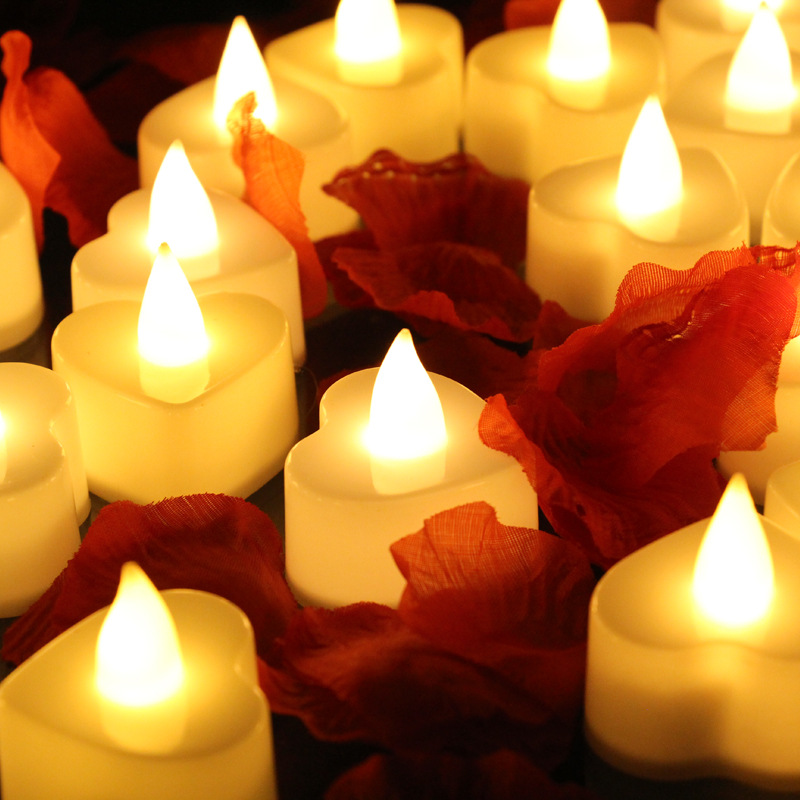 Heart-shaped electronic led candle lamp creative wedding birthday wedding venue layout props gift Buddha wholesale