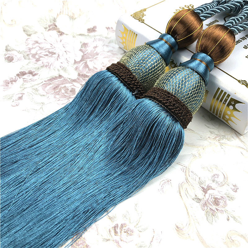 Cross-Border Factory Direct gold silk tennis curtain hanging ball strap hanging spike curtain tassel strap a pair of price