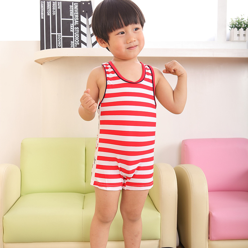 New men's swimwear wholesale cute baby striped sailor one-piece swimsuit Popup children's hot spring swimsuit