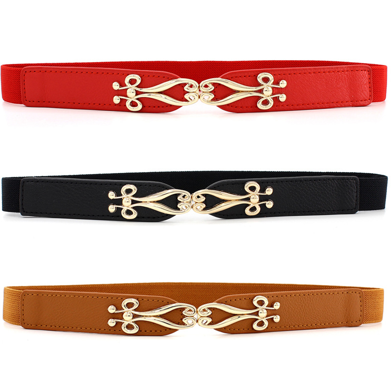 Spring and summer women's fine dress pair buckle elastic waist seal women's fashion accessories fine elastic belt versatile three sizes