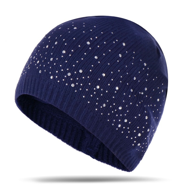 Europe and the United States new ladies multi-color drill pullover knitted hat autumn and winter knitted hat warm wool hat spot