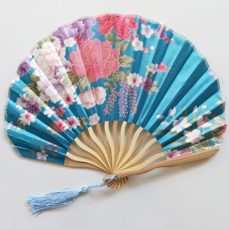 Cross-border Japanese style and wind bamboo bone fan exquisite shell folding fan with tassel multi-color optional