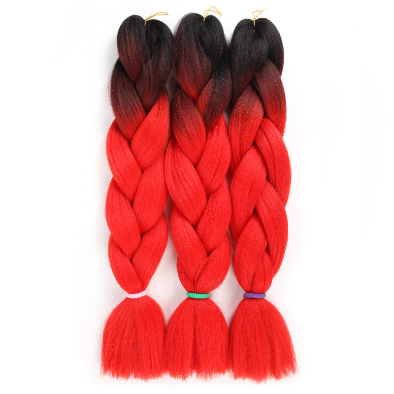 New dyed wig braid double color gradient chemical fiber big braid jumbo braid hair high temperature silk dirty braid