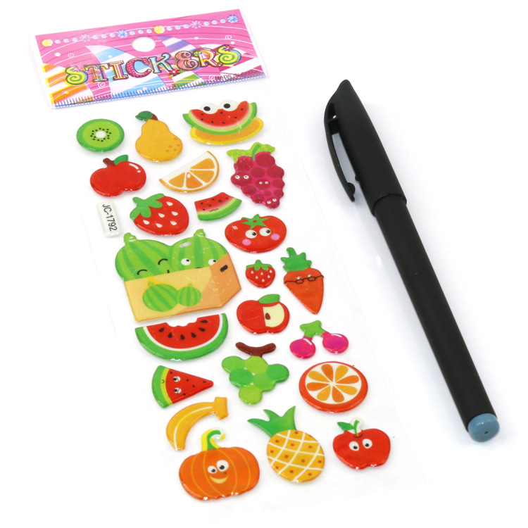 Children's stickers cartoon fruit cartoon animation 3D bubble stickers kindergarten reward stickers factory direct sales