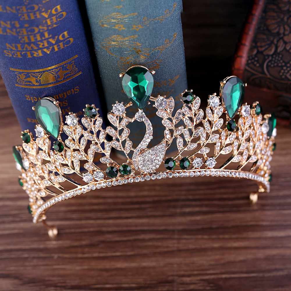 2018 New Fashion European rhinestone Baroque hair accessories headdress bride Swan Crown wedding accessories wholesale