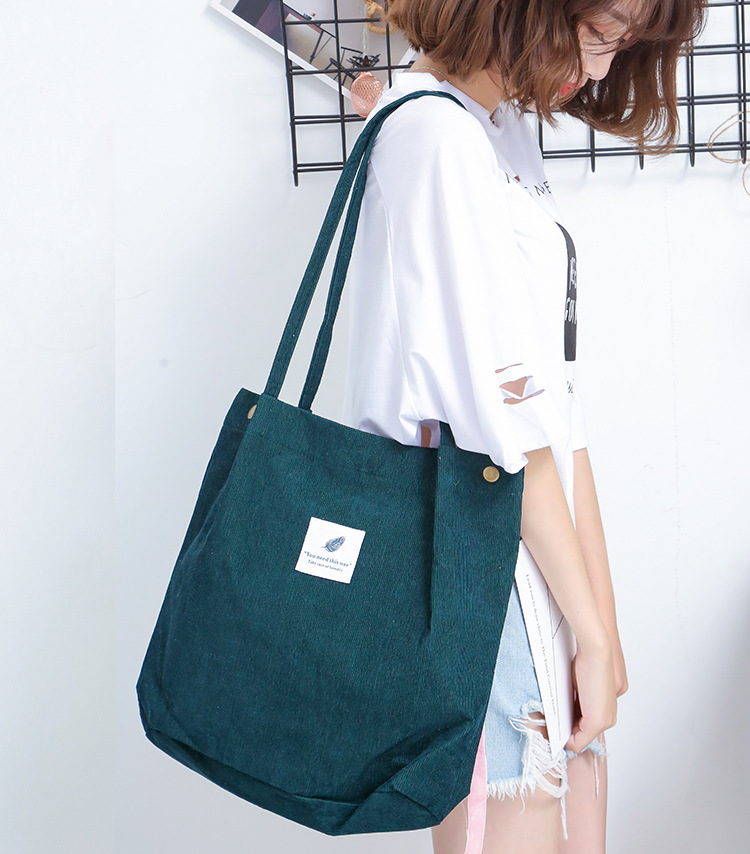Cross-border Large Capacity Tote Bag All-match Student Bag Women Shopping Bag Canvas Bag Bag Corduroy Shoulder Bag_voghion.com