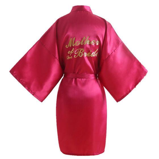 Bronzing Bride Mother Mother of the Bride wedding morning gown makeup gown nightgown imitation silk cardigan