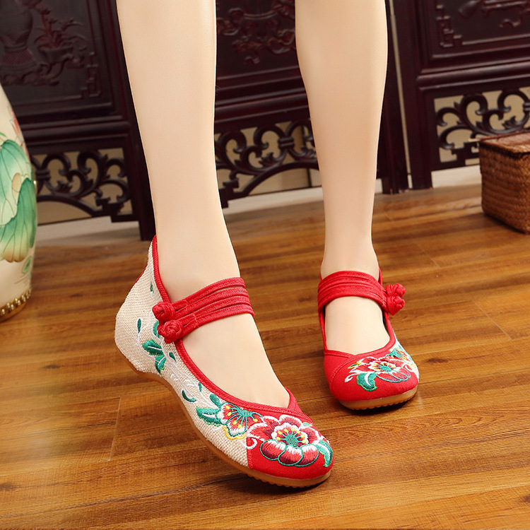 Factory direct sales [low help hibiscus flower] a generation of beef tendon bottom National Wind increased Square dance women's shoes