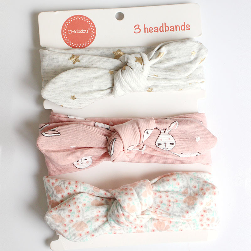 Children's Bow Hair Band Accessories Set Baby Baby Style Cute Rabbit Ears Plaid Print Headband