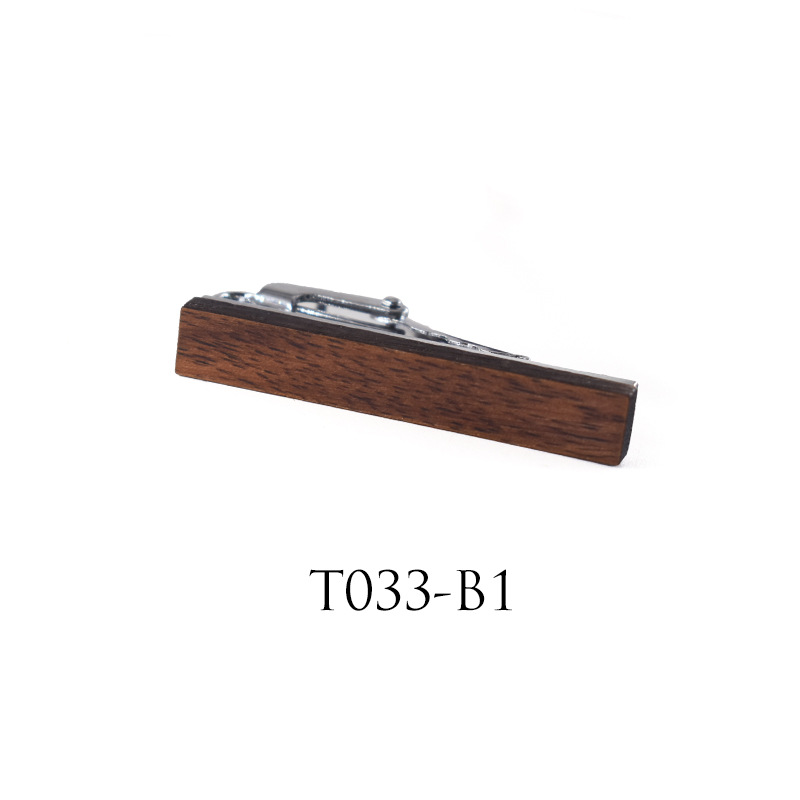 New high-grade wooden tie clip personality pattern printing wooden tie clip alloy zebra wood can be customized