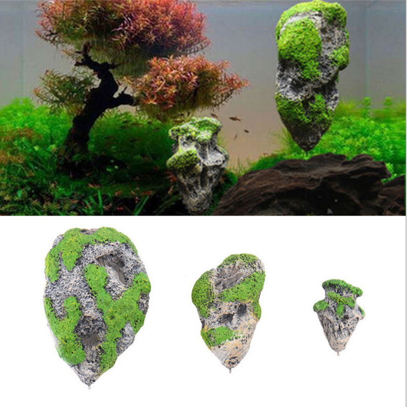 Artificial floating stone aquarium landscape decoration artificial pumice afanda aquatic plant landscape stone suspension stone with Moss Stone