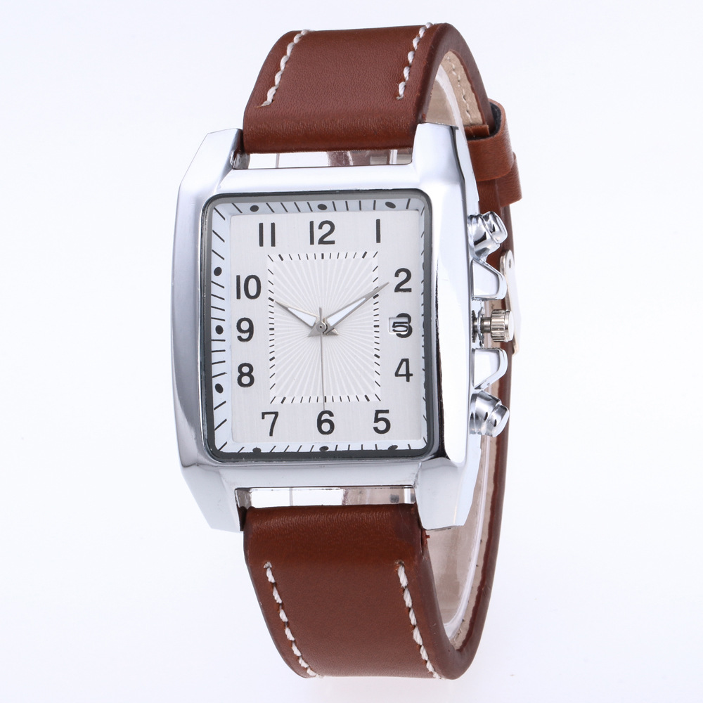 Square fashion Men's Watch casual car line Belt watch daily life matching calendar watch men