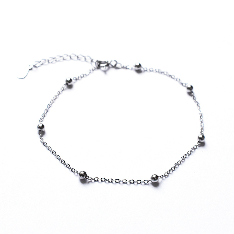 S925 Sterling Silver Bag Beads Cross Chain Footpiece South Korea INS Elegant Simple Women's Beach Footwork Personalized Jewelry