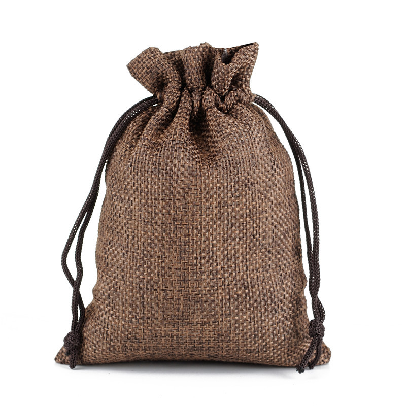 Factory spot linen bag drawstring cotton jewelry storage bag 7*9 coffee linen bag can be customized