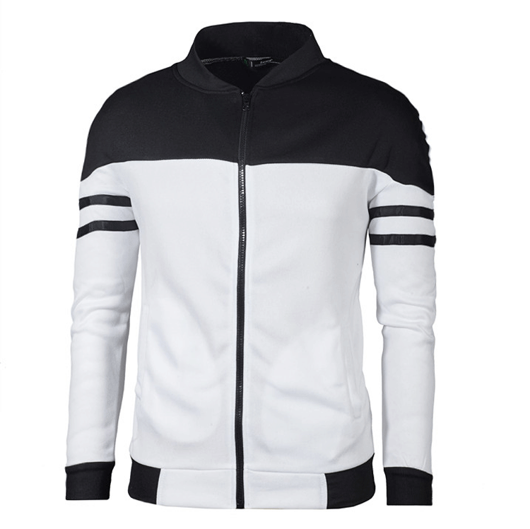 New, men's casual jacket webbing design fashion color matching velvet sweater Amazon