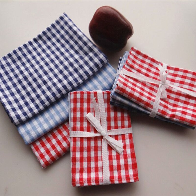 Napkin Placemat Japanese Style Chaoyang Grid Home Cotton and Linen Material Cloth Fabric Placemat Western Napkin