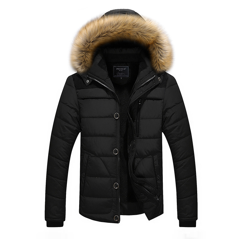 Cotton-padded jacket men's Korean-style slim-fit winter handsome down cotton-padded jacket youth fleece-lined padded winter jacket men's earthen coat