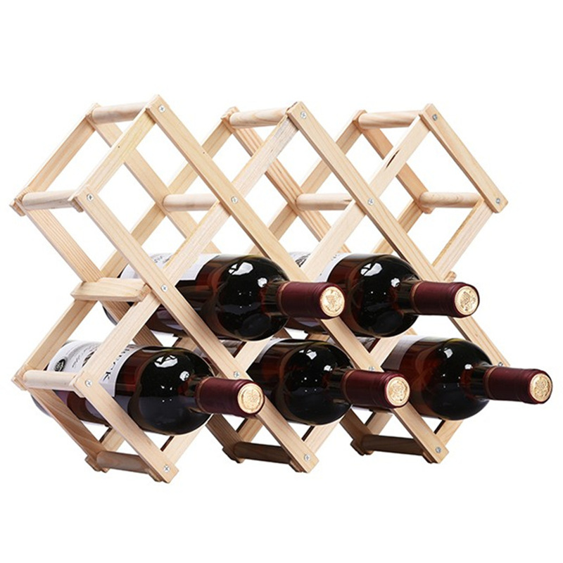 European-style wine rack creative solid wood folding wine rack wooden wine rack iron multi-bottle