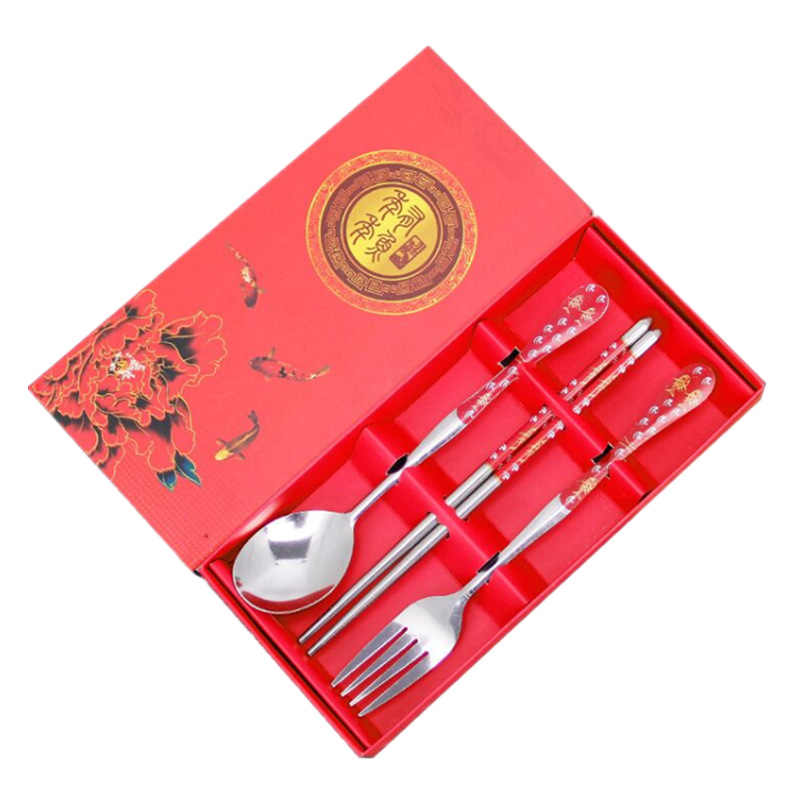 Stainless steel chopsticks spoon tableware set opening activities with small gifts to push small gifts wholesale printing