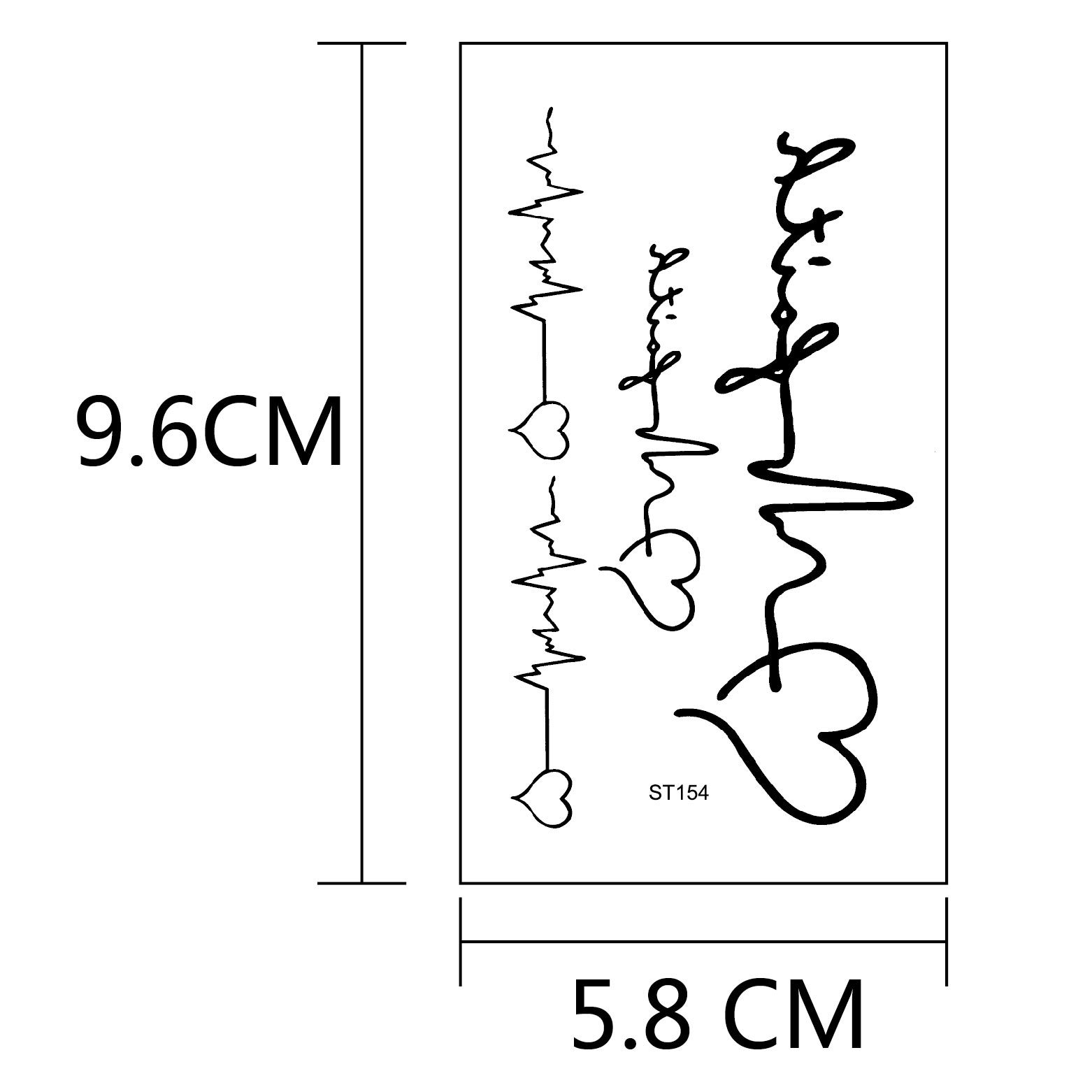 Factory wholesale stickers ECG tattoo stickers love ripple geometry spot love lasting quick turn tattoo stickers