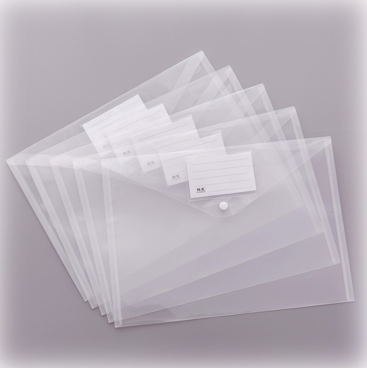Creative Simple Transparent A4 Snap Document Bag Plastic Information Bag Bill Bag Student Office Supplies Storage