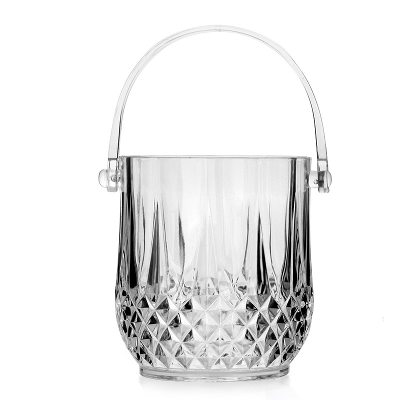 Creative round acrylic ice bucket KTV bar plastic ice bucket beer ice bucket transparent drop-resistant ice clip