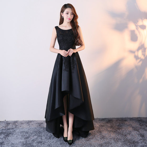 European and American ebay dress women's 2023 New elegant black evening dress banquet graduation season party dress