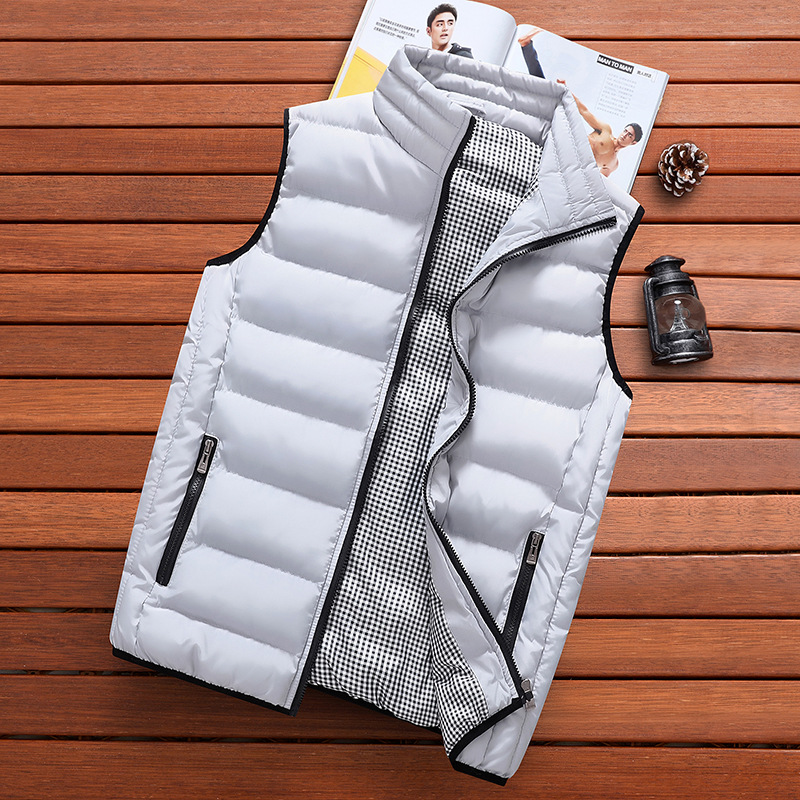 Vest Men's Autumn and Winter Collar Jacket Down Cotton Clothes Men's Loose Short Student Thickened Vest Korean Style Waistcoat