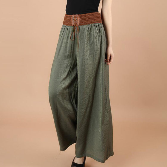 New Women's Skirt Pants Summer Large Size Loose Wide Leg Pants High Waist Trousers Casual Pants Large Swing Dance Pants Slim Shaggy Pants