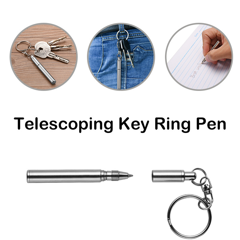 Stainless Steel Retractable Pen Portable Ballpoint Pen Mini Keychain Creative Gift Set Amazon