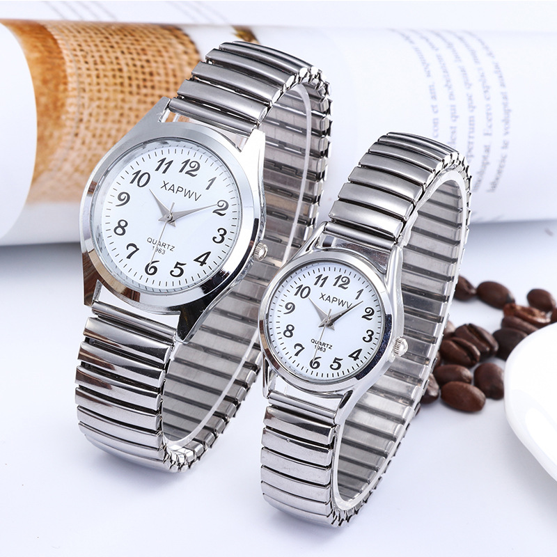 Pointer xapwv Classic Large Plate Quartz Watch with Elite and Elite Band Middle Age Digital Face Men's and Women's Couple's Watch