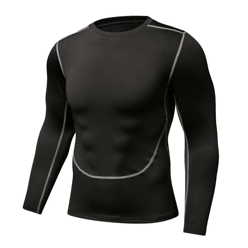 Stretch Quick-drying Tight Men's Long-sleeved Sports Training Fitness Suit Autumn Basketball Base Clothes Thin Spring