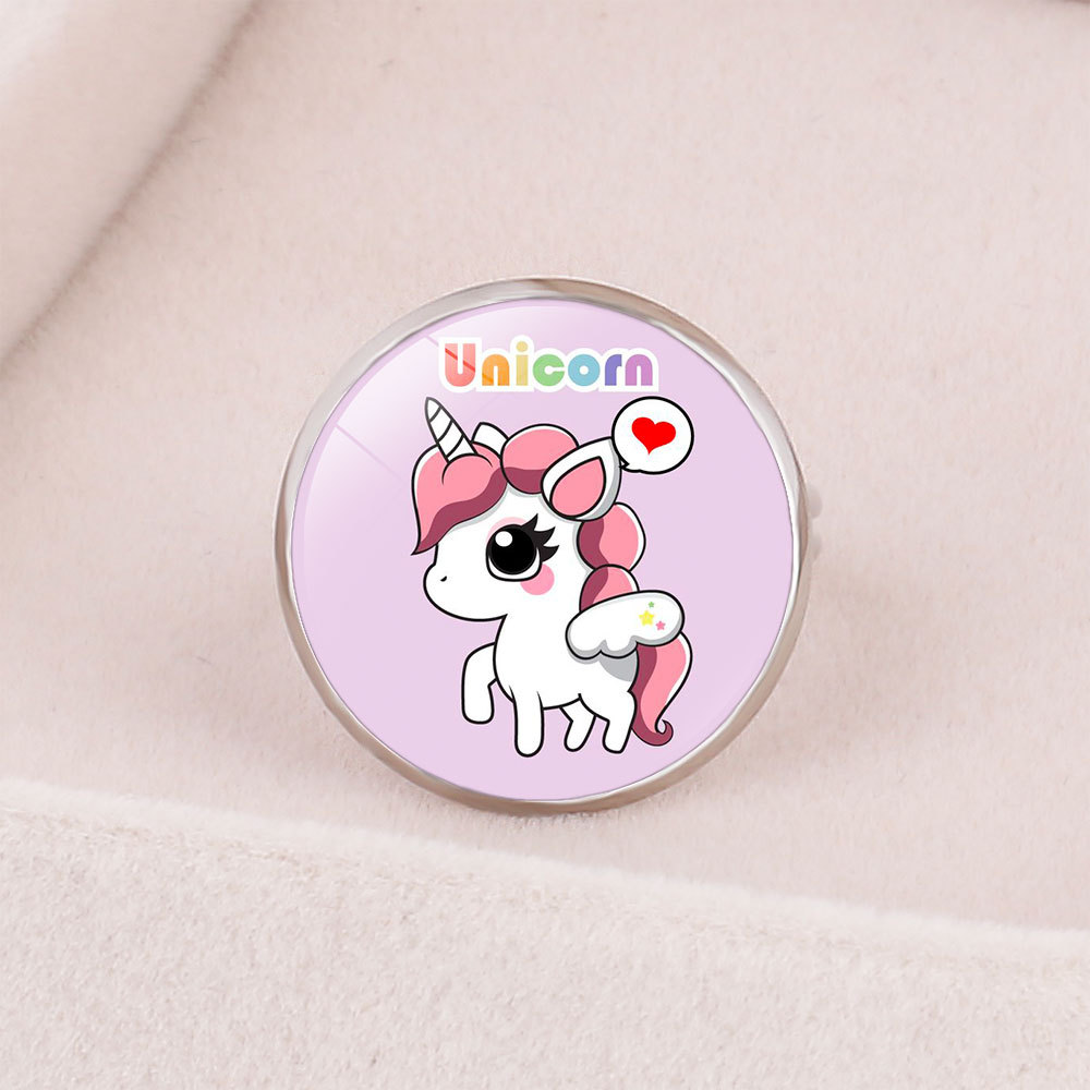 Cross-border New Accessories Unicorn Time Gem Opening Adjustable Ring Children's Cartoon Pegasus Trinkets