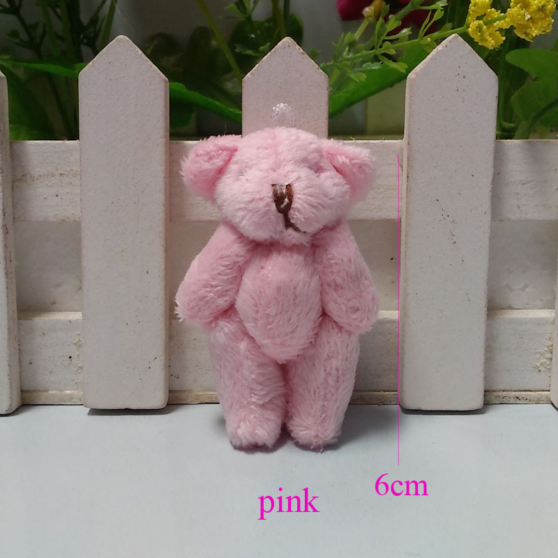 Plush teddy bear doll pendant 6cm long hair joint bear hands and feet can be movable DIY creative handmade jewelry materials