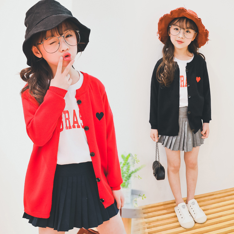 Children's Sweater Knitted Girls' Cardigan 2021 Girls' Sweater Cardigan Knitted Jacket New Spring and Autumn Korean Sweater