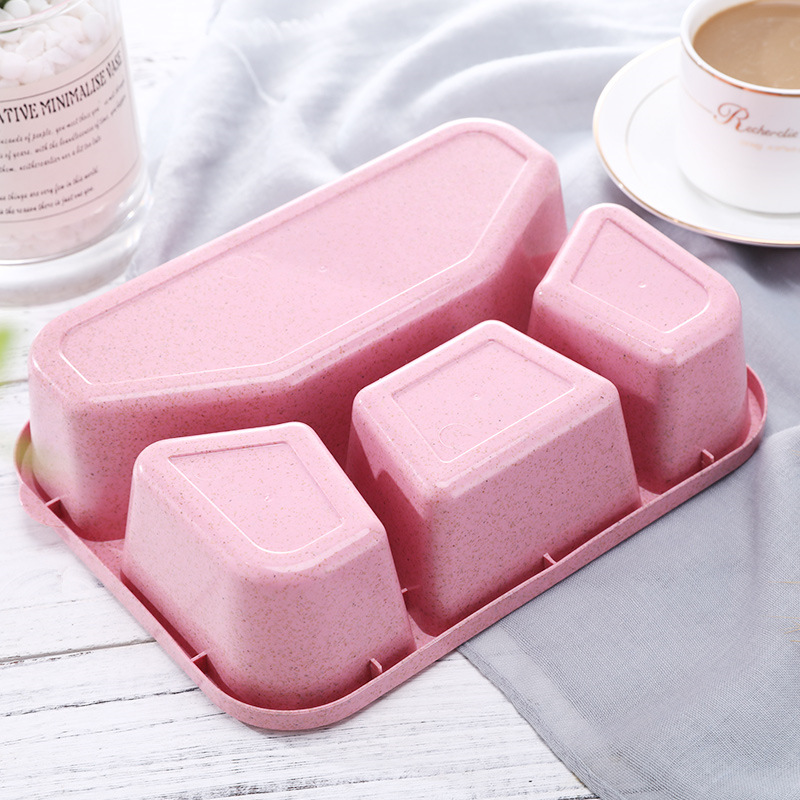 Wheat Straw Lunch Box Japanese Lunch Box Student Lunch Box Work Portable Microwave Square Split Fast Food Box